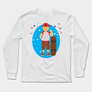 cartoon skateboarder Long Sleeve T-Shirt